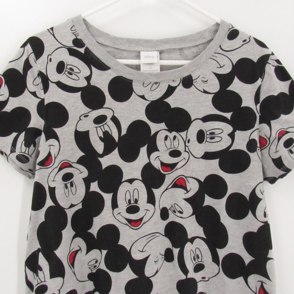 Disney Tops - Disney Heather Gray Mickey Face Crew Neck Tee